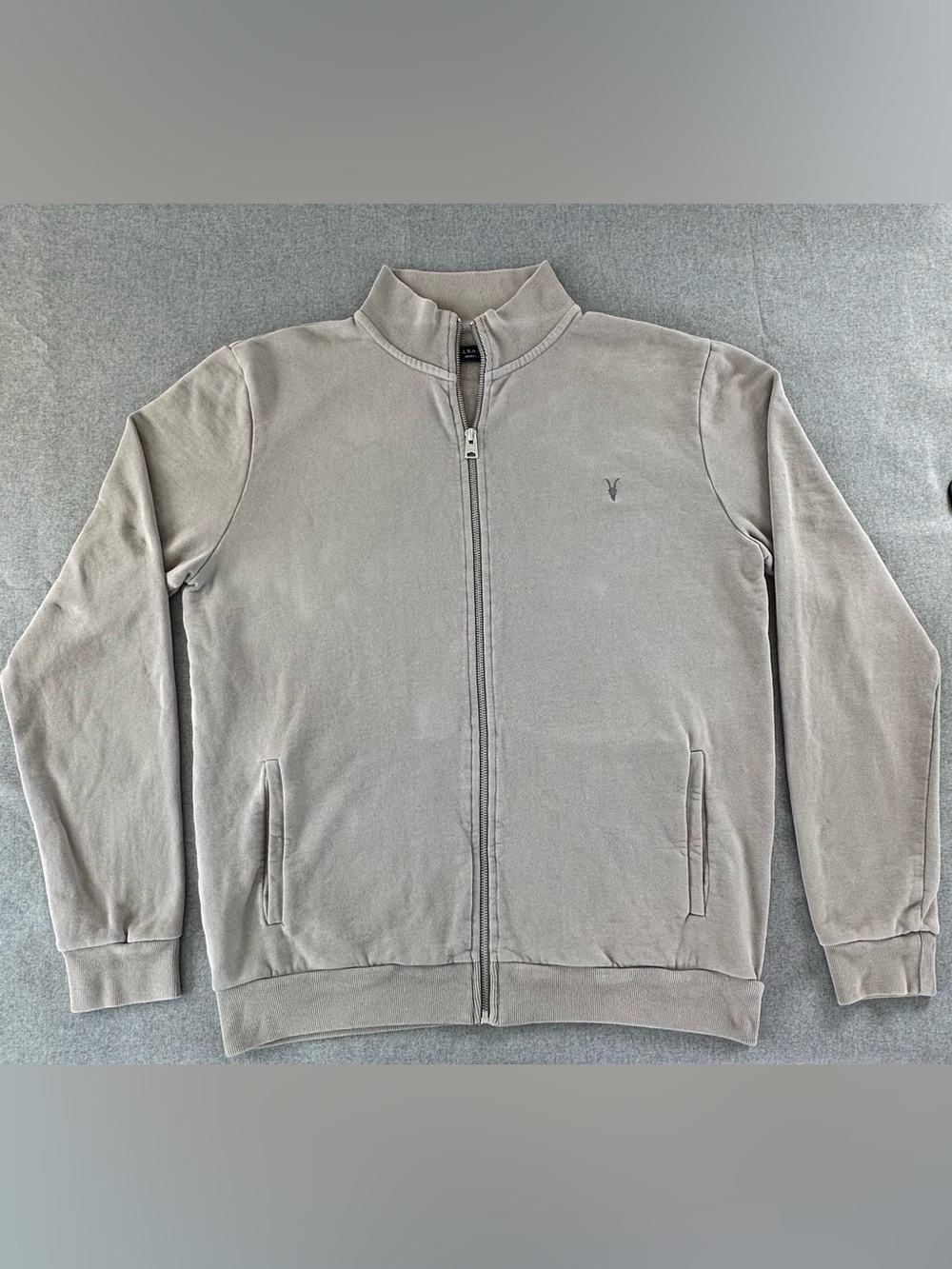 AllSaints Raven Zip Through Jacket Men’s Medium Gray Ramskull MF160U